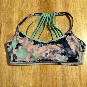 Lululemon Multi-Color Camo Strappy Sports Bra